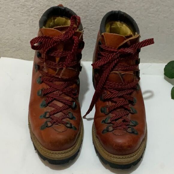 Vibram Boots Womens 6.5 Hiking Climbing Combat Boot Ankle Brown Leather - Picture 1 of 16